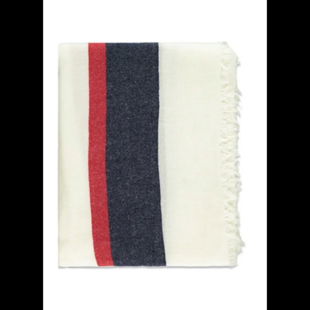 Colorblock Striped Scarf OS Blanket Soft Striped Red White Blue Patriotic Frayed